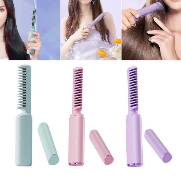 usb 2 in 1 rechargeable anti iron portable cordless hair straightening brush