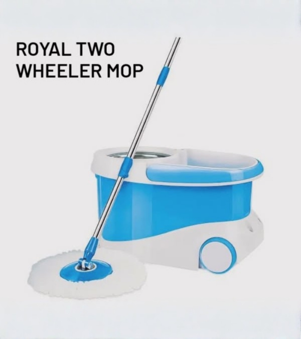 royal two wheeler primo mop (steel spinner) with 2 mop heads