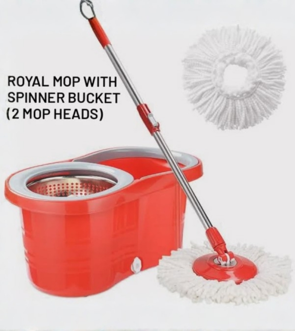 royal mop with spinner bucket (2 mop heads)