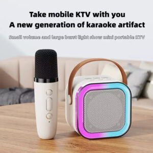 RGB Multipurpose Rechargeable Portable Karaoke Speaker Lamp with One Mic