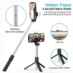 Multipurpose Selfie Stick, Tripod, Bluetooth 180 Degree Rotation