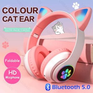 STN-28 Cat Ear Bluetooth Wireless Headphones with RGB LED Light