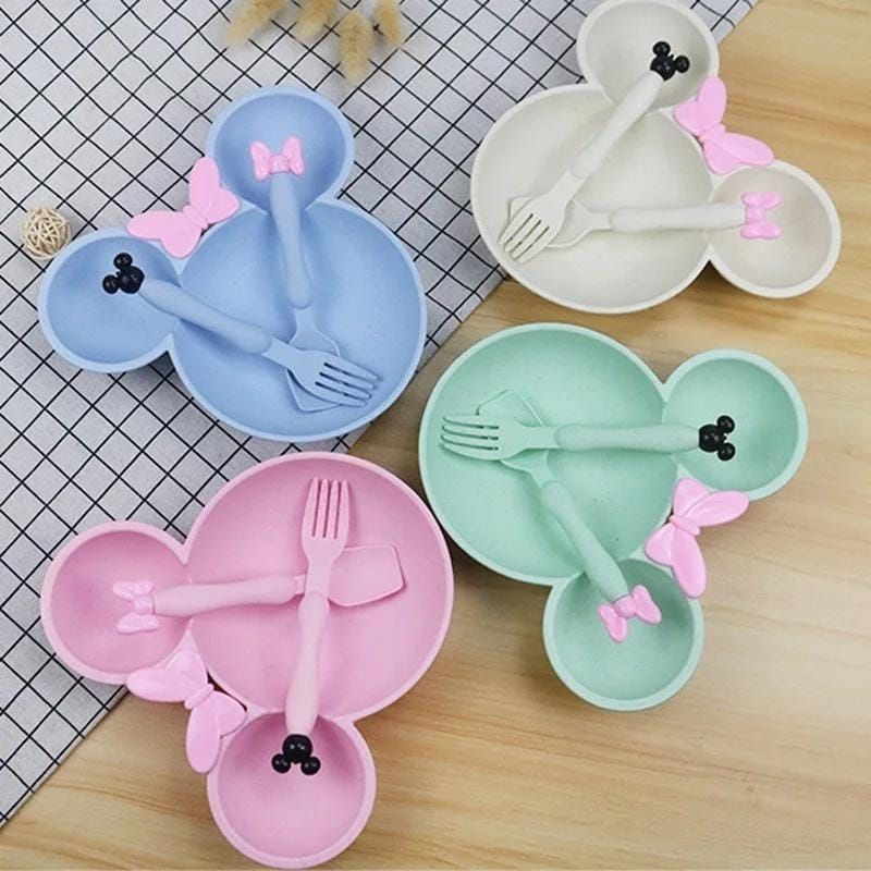 Mickey Mouse Kids Plate set with Spoon and Fork Mix/Random colour
