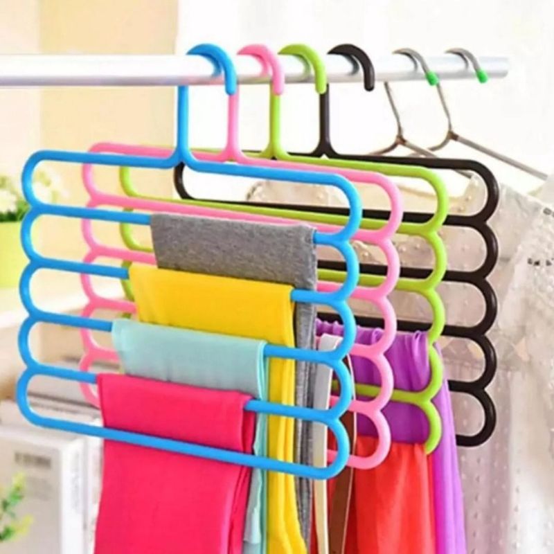 Plastic Hanger Anti-Slip Magic Multiple Layer Trousers Hanger Multifunction