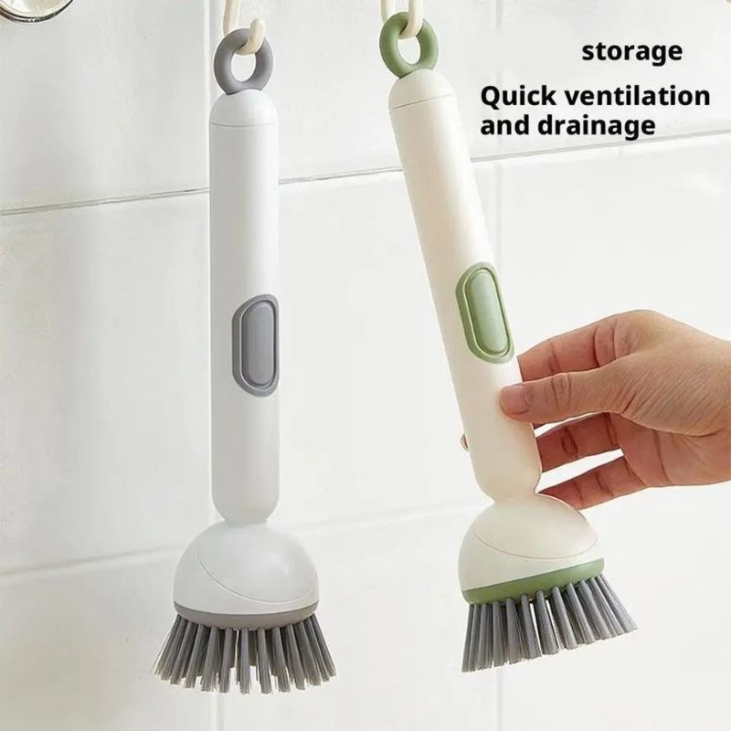 360 Rotating Kitchen Dish Cleaning Brush with Push Squeeze Soap Dispenser