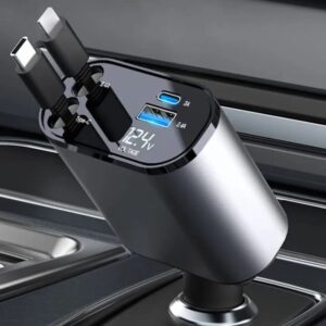 4 IN 1 Retractable Car Phone Fast Charger 120W