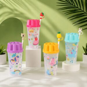 colorful kids sipper cup with leak-proof lid and built-in straw