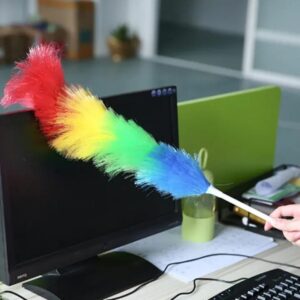 Fluffy Microfiber Rainbow Duster – Soft Colorful Cleaning Brush