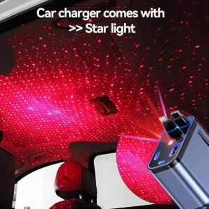 4 in 1 Car Fast Charger With Roof Starlights 100W
